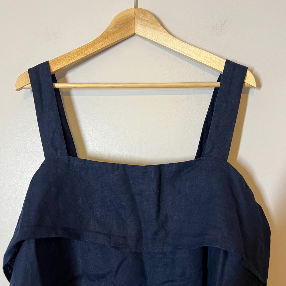 NWT Quince 100% European Linen Square Neck Tank Navy Size XL - Picture 3 of 6